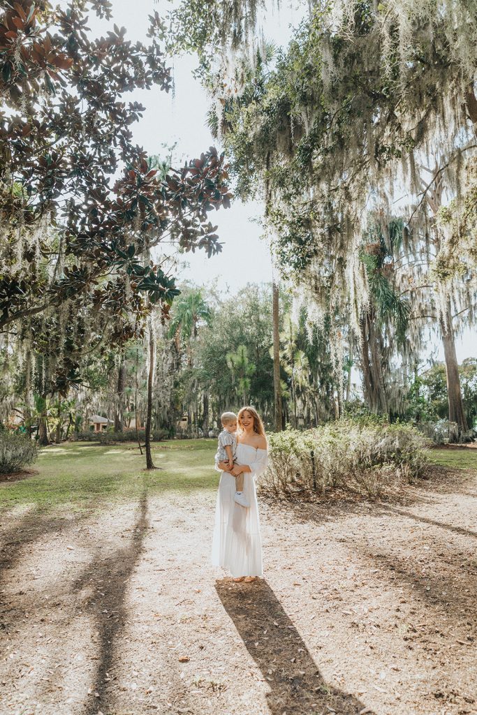 Beautiful outdoor mother and son family portraits photographed in Winter Park, Florida.