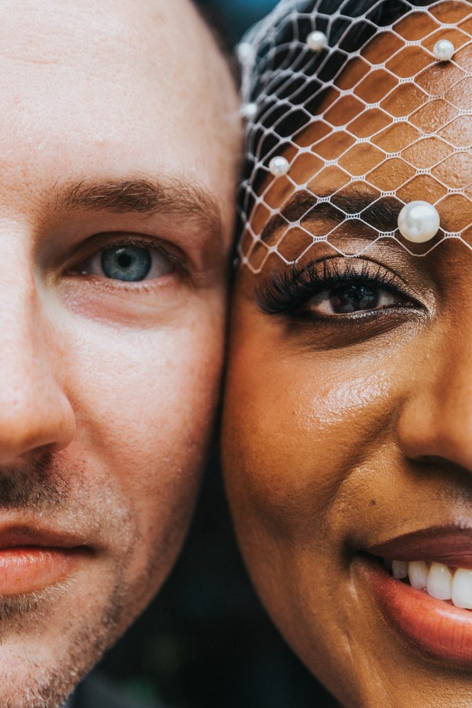 Romantic bride and groom portraits during an intimate Orlando courthouse wedding